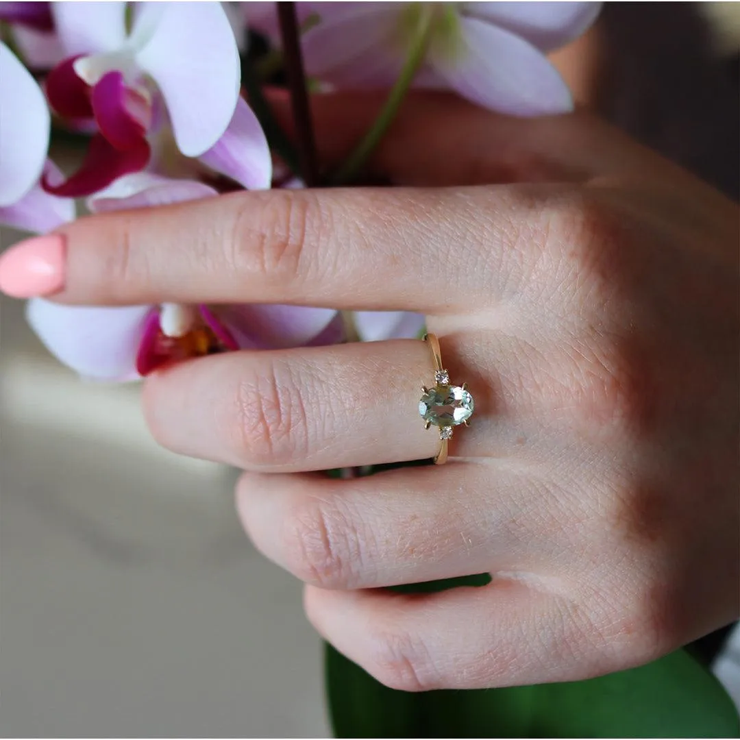 1.25ct TW Green Amethyst Ring in 9ct Yellow Gold