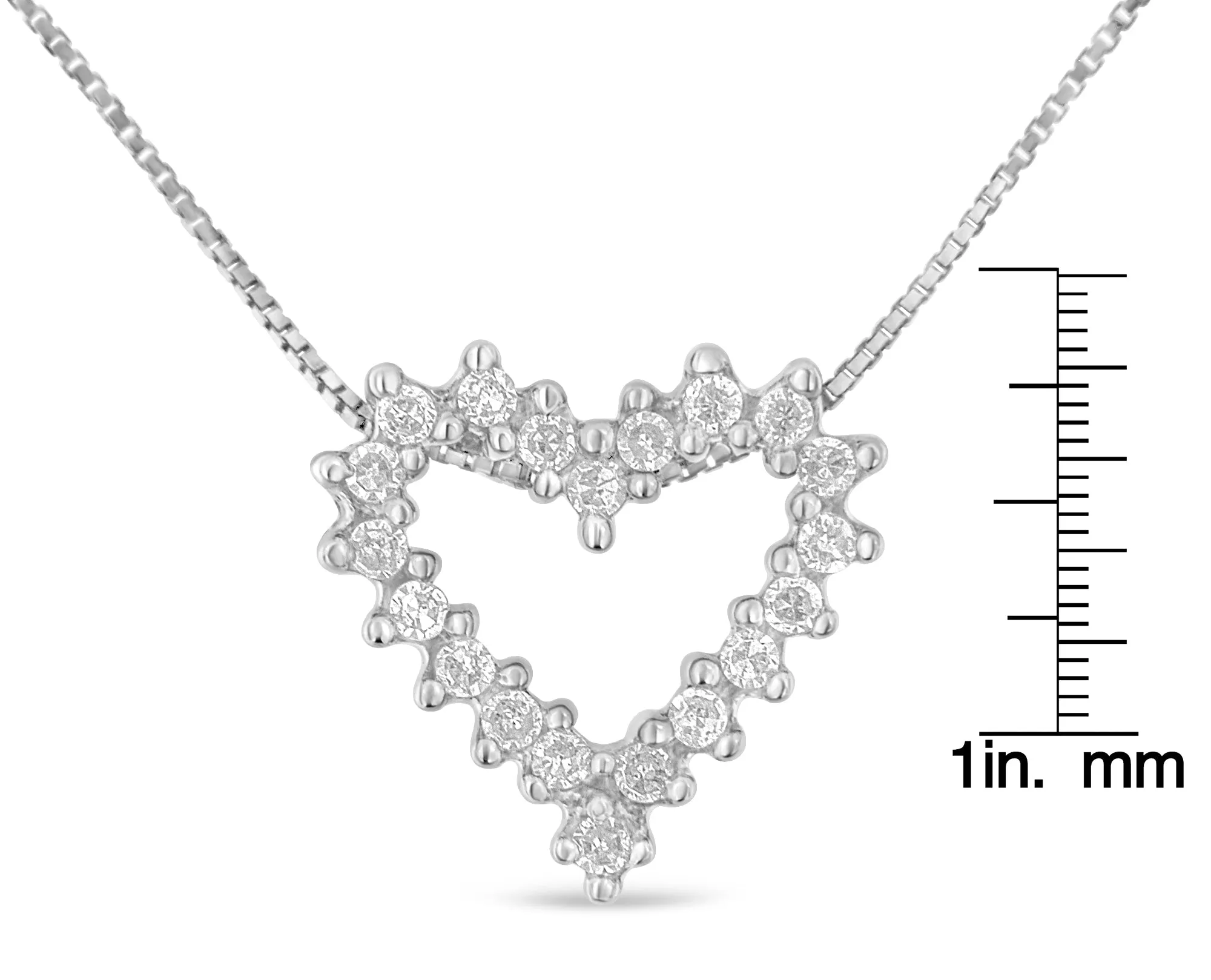 14K White Gold Round Cut Diamond Shimmering Love Heart Pendant Necklace