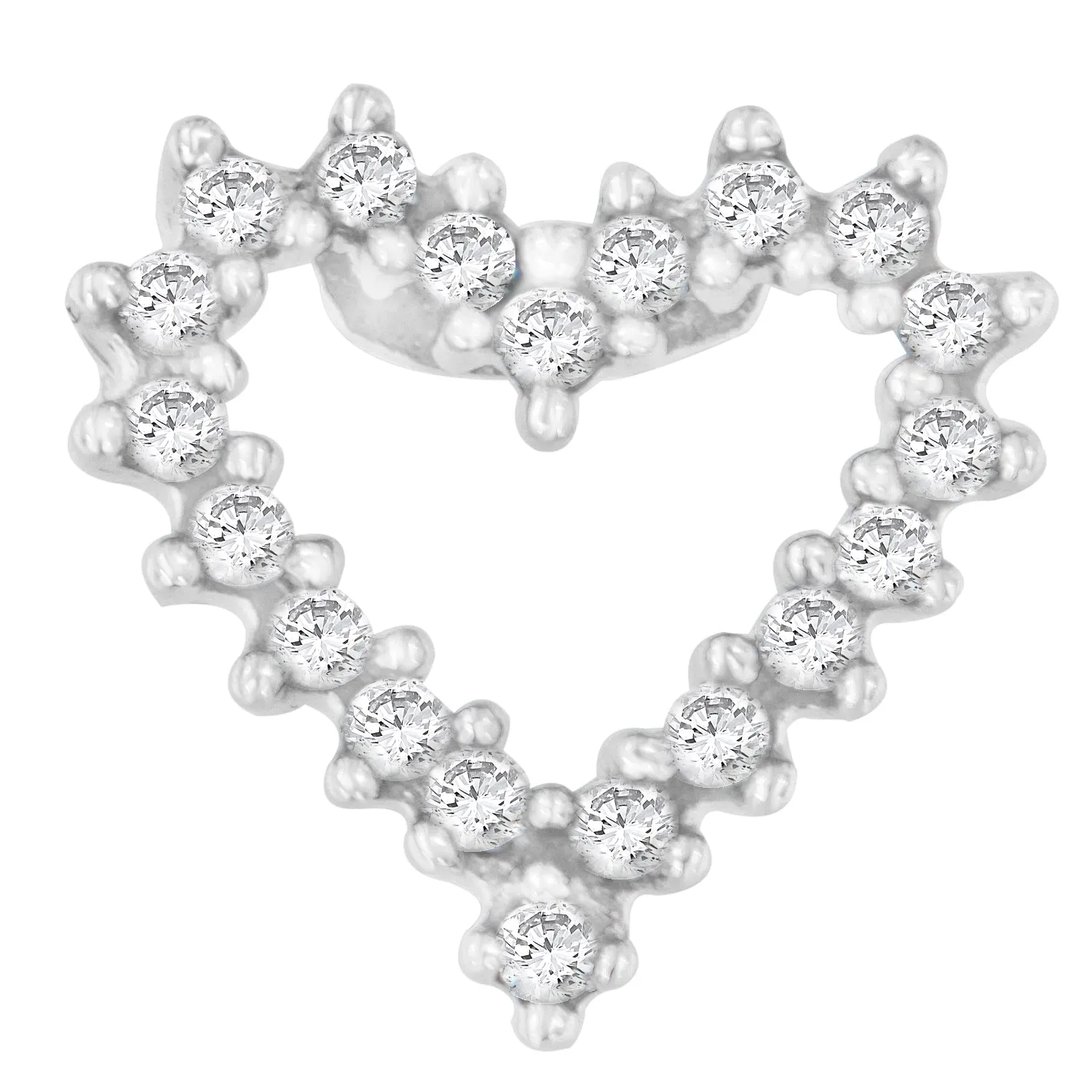 14K White Gold Round Cut Diamond Shimmering Love Heart Pendant Necklace