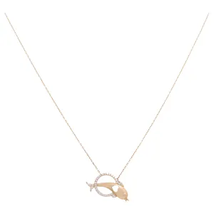 14K Yellow Gold Dolphin Heart Necklace