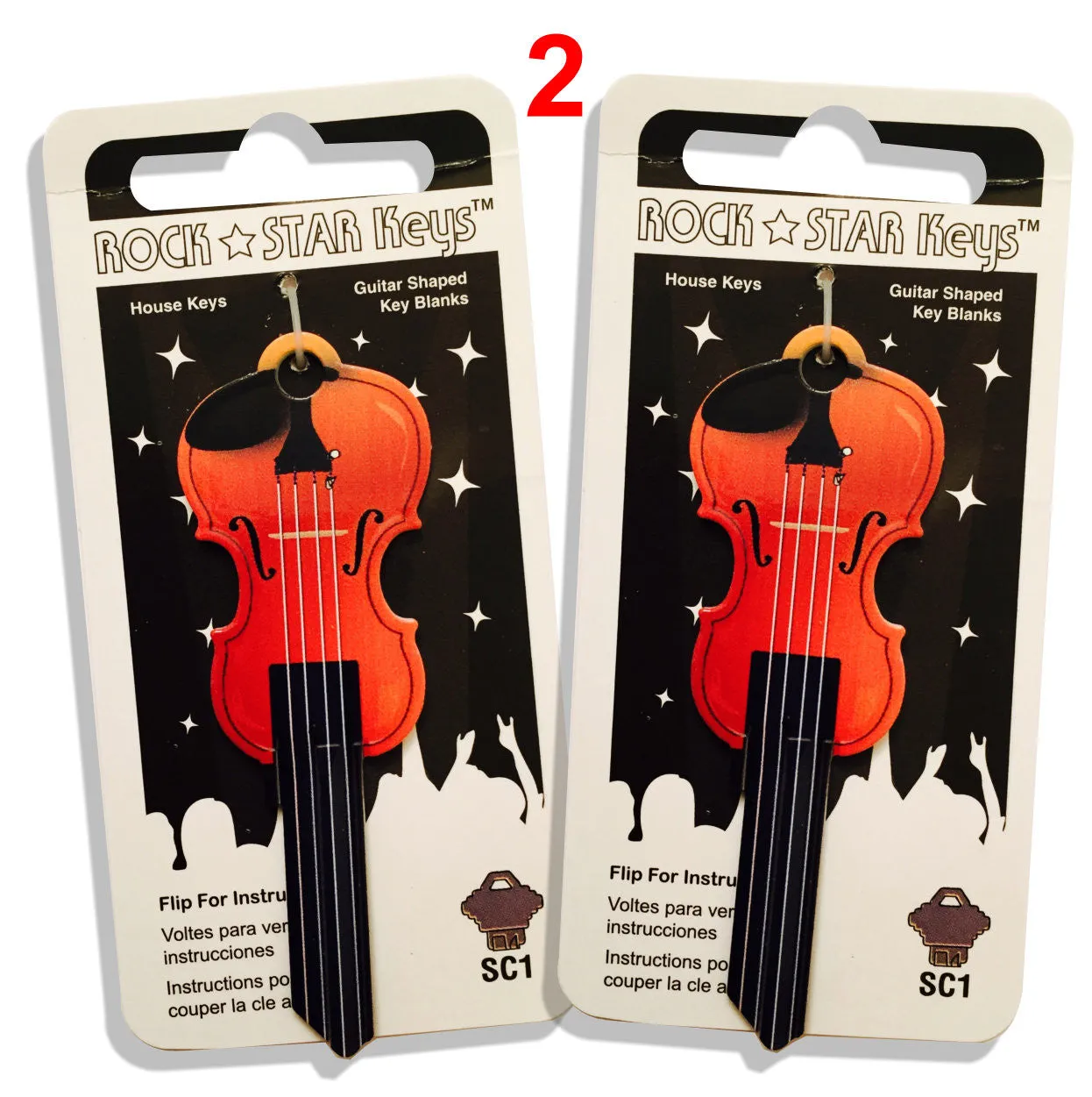 2 pcs. Violin Shaped Rock Star Keys