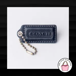 2.25" Medium COACH BLACK LEATHER NICKEL KEY FOB BAG CHARM KEYCHAIN HANGTAG TAG