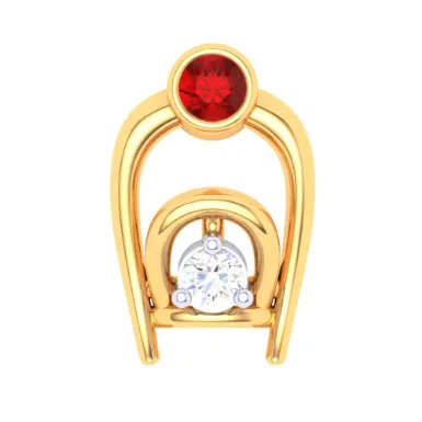22KT Two Bamboo Kulo Shaped Nosepin With A Yellow And Red Stone From Online Exclusive Collection