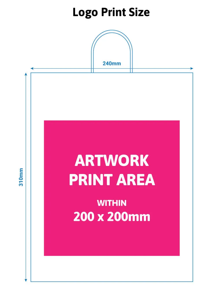 240x110x310mm White Printed Paper Carrier Bags