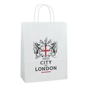 240x110x310mm White Printed Paper Carrier Bags
