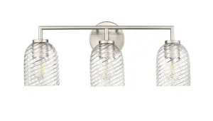 3 Lamps Catania Vanity Light - Brushed Nickel - Clear Swirl Glass - 22.8in. Wide