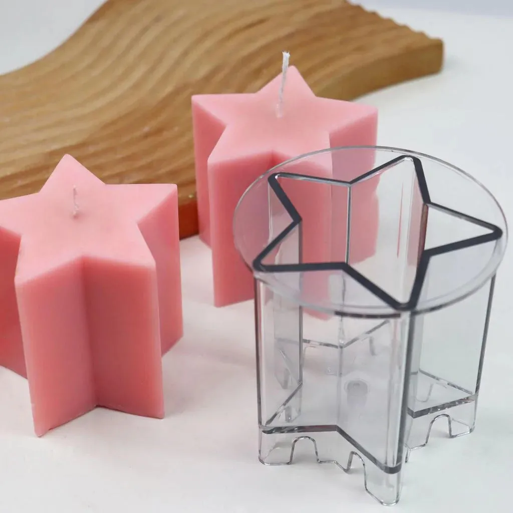 3D Five Pointed Star Polycarbonate Candle Mold DIY Home Decoration Art Fun Craft