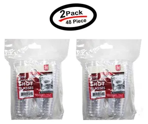 48 PCS Clear Shot Glasses Plastic Disposable Cups Wine Party Catering Bar 2oz