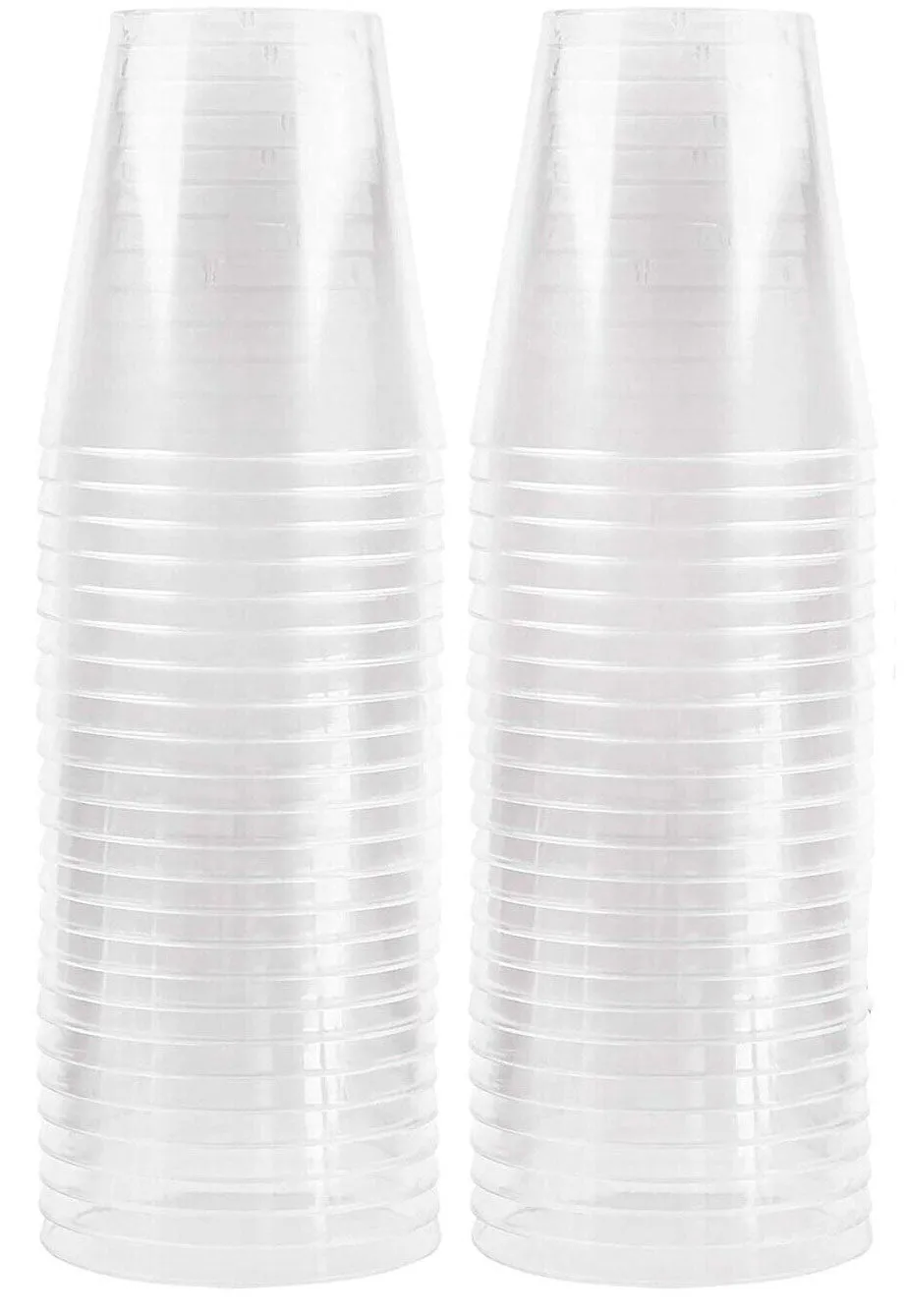48 PCS Clear Shot Glasses Plastic Disposable Cups Wine Party Catering Bar 2oz
