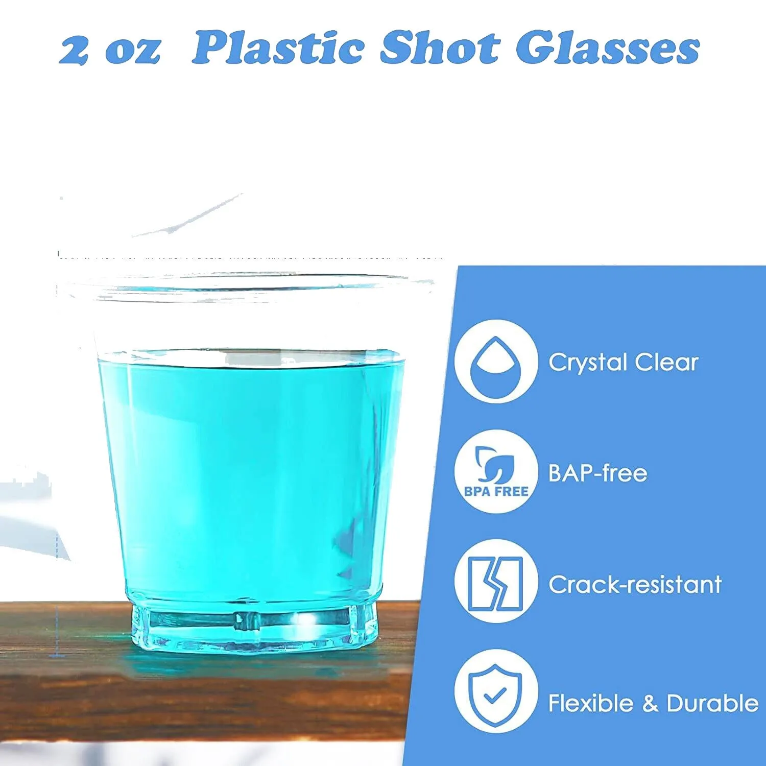 48 PCS Clear Shot Glasses Plastic Disposable Cups Wine Party Catering Bar 2oz