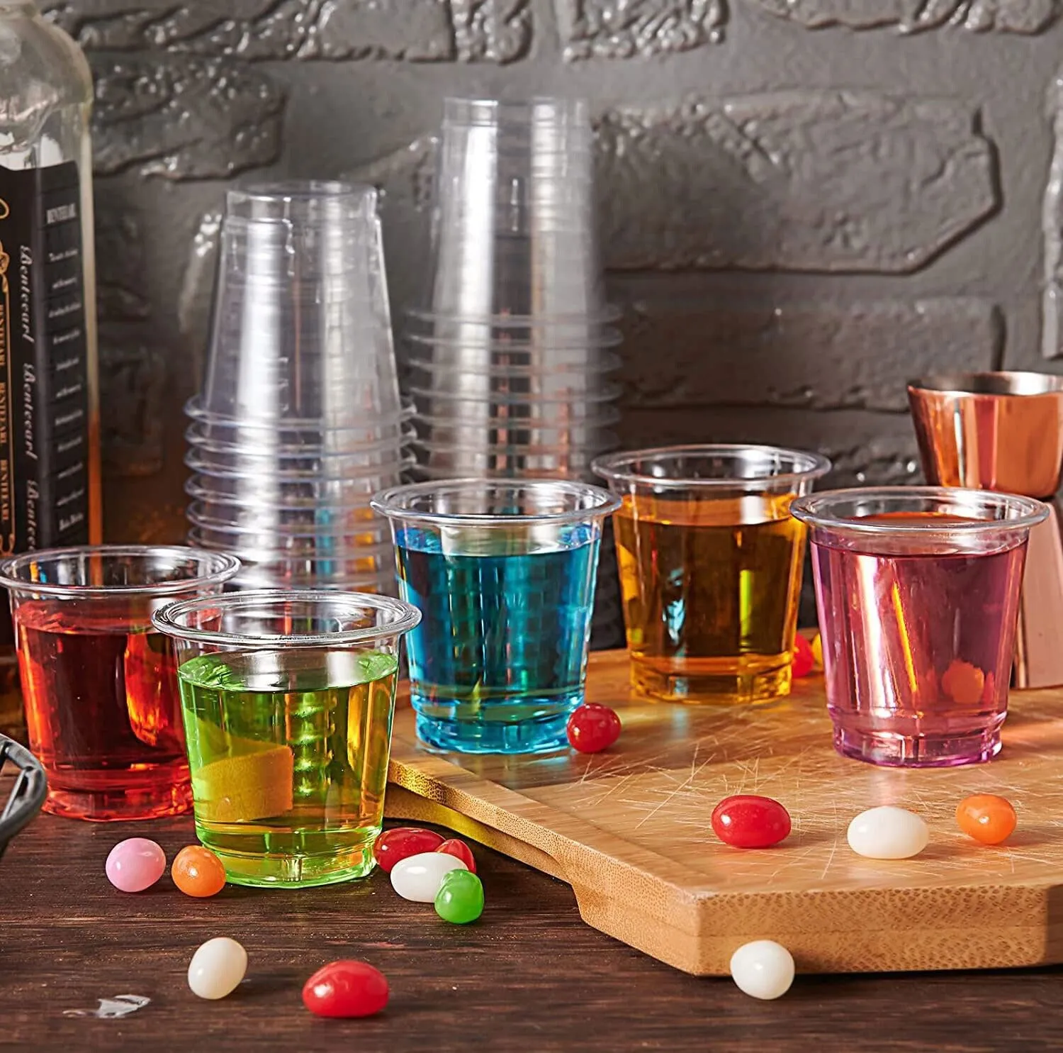 48 PCS Clear Shot Glasses Plastic Disposable Cups Wine Party Catering Bar 2oz