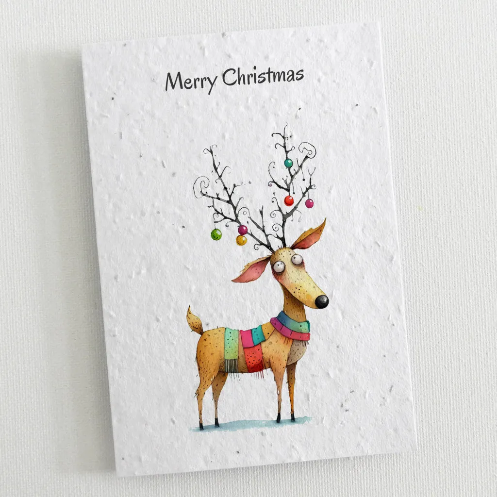 6 Plantable Christmas Cards - Reindeer