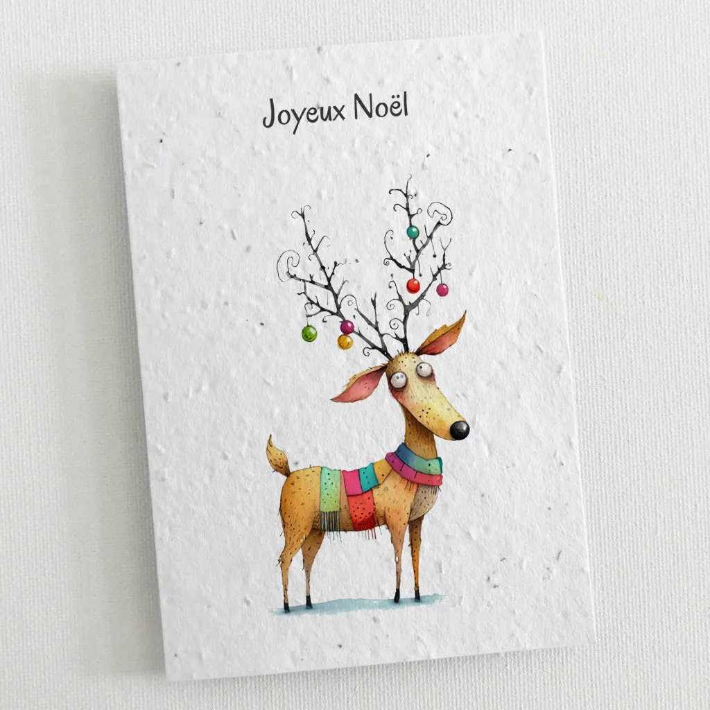 6 Plantable Christmas Cards - Reindeer