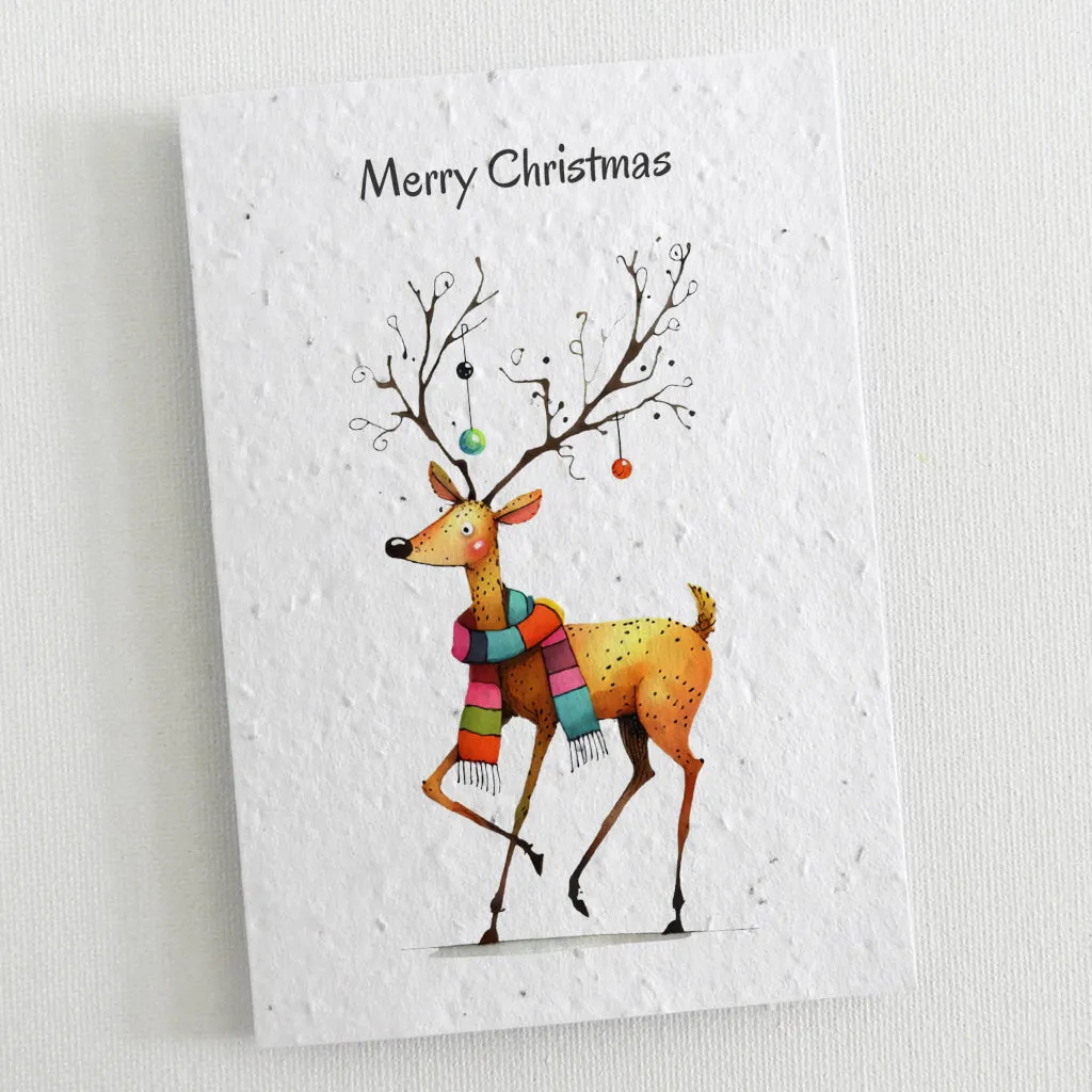 6 Plantable Christmas Cards - Reindeer