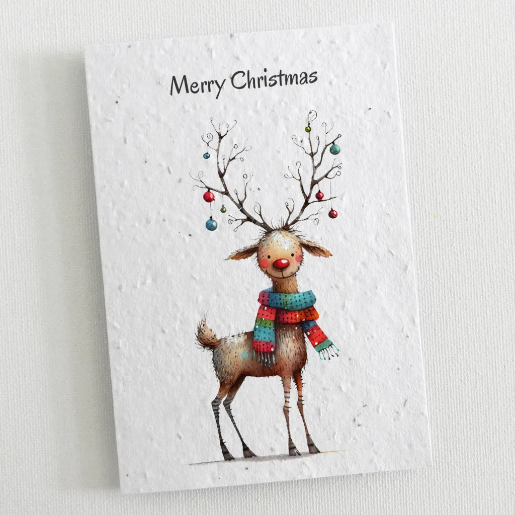 6 Plantable Christmas Cards - Reindeer