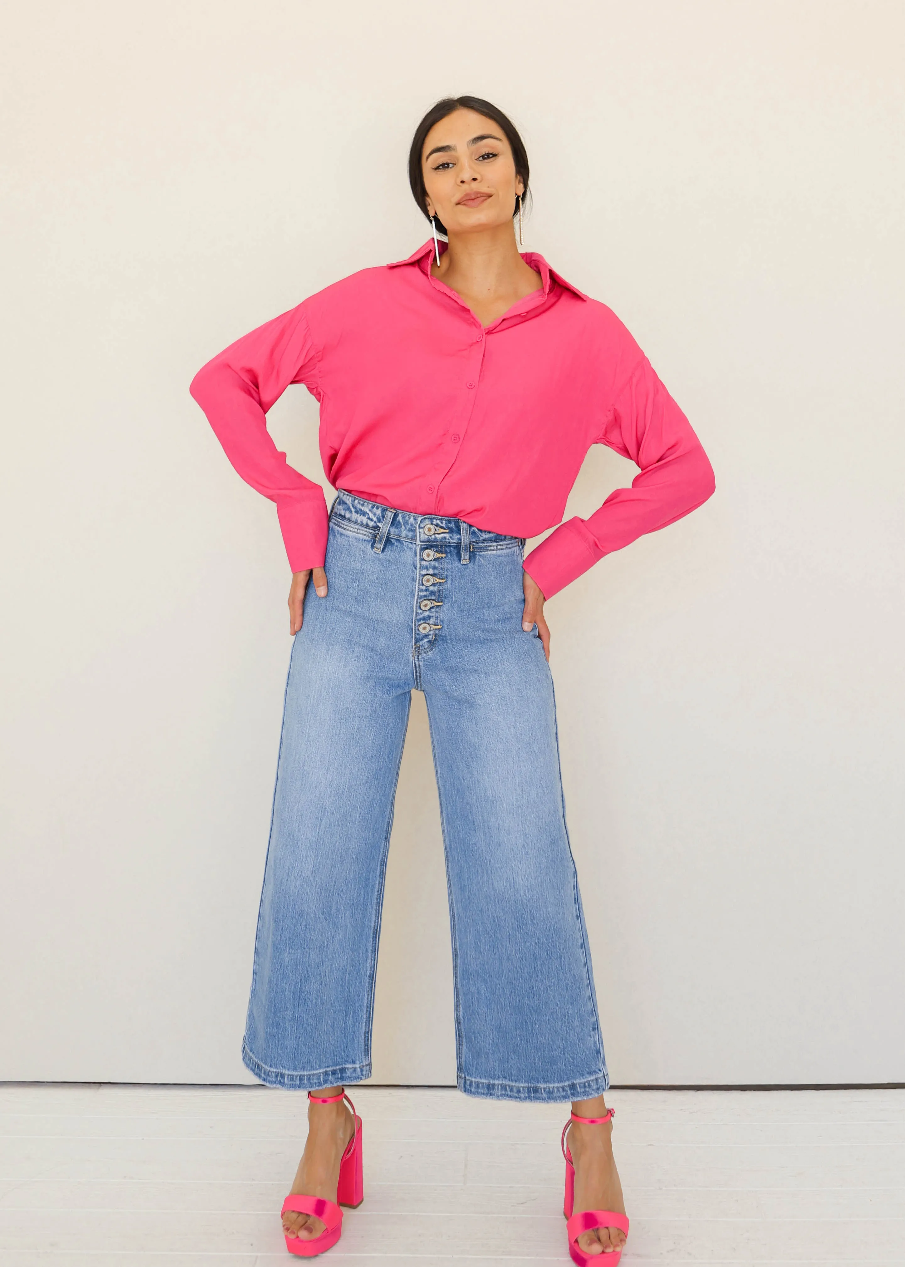Adore You Light Stone Button Up Jeans