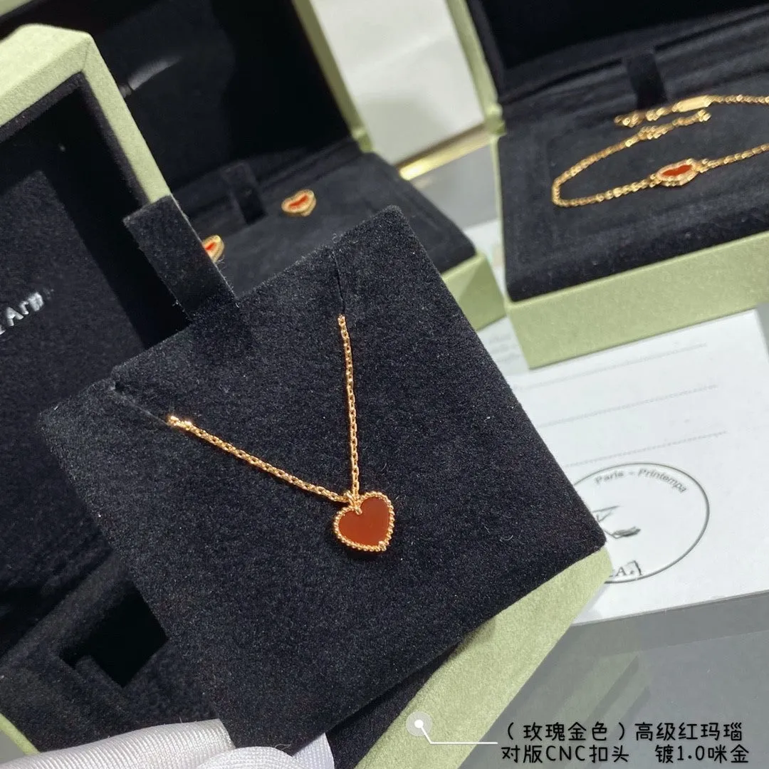 Advanced Red Agate Heart shaped Love Necklace bracelet ML2412241