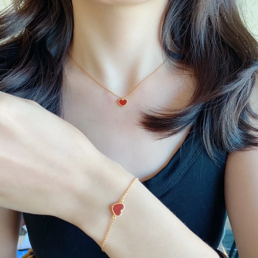 Advanced Red Agate Heart shaped Love Necklace bracelet ML2412241