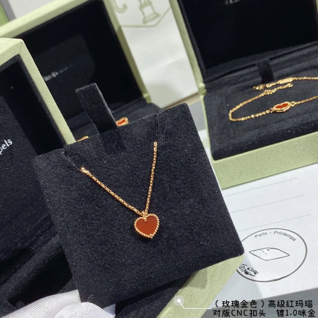Advanced Red Agate Heart shaped Love Necklace bracelet ML2412241