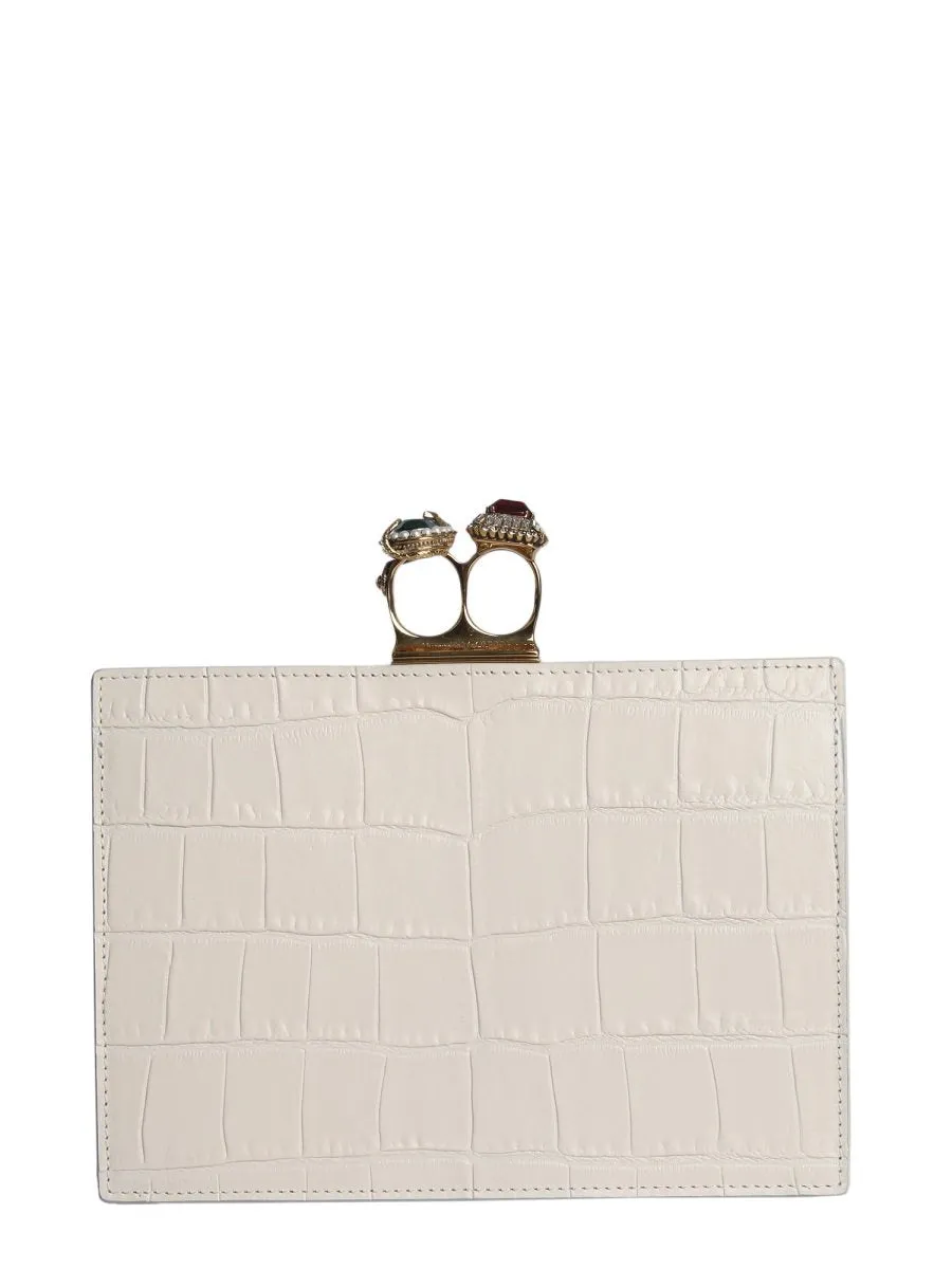 Alexander McQueen Croc-Effect Clasp Clutch Bag
