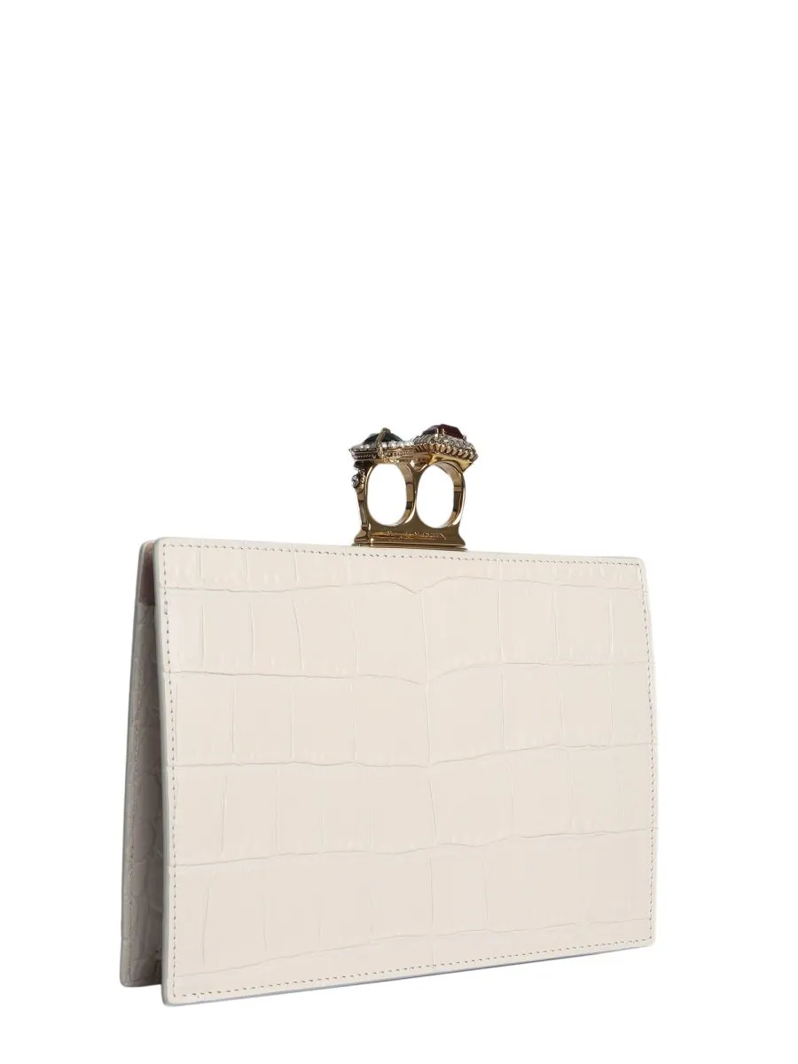 Alexander McQueen Croc-Effect Clasp Clutch Bag