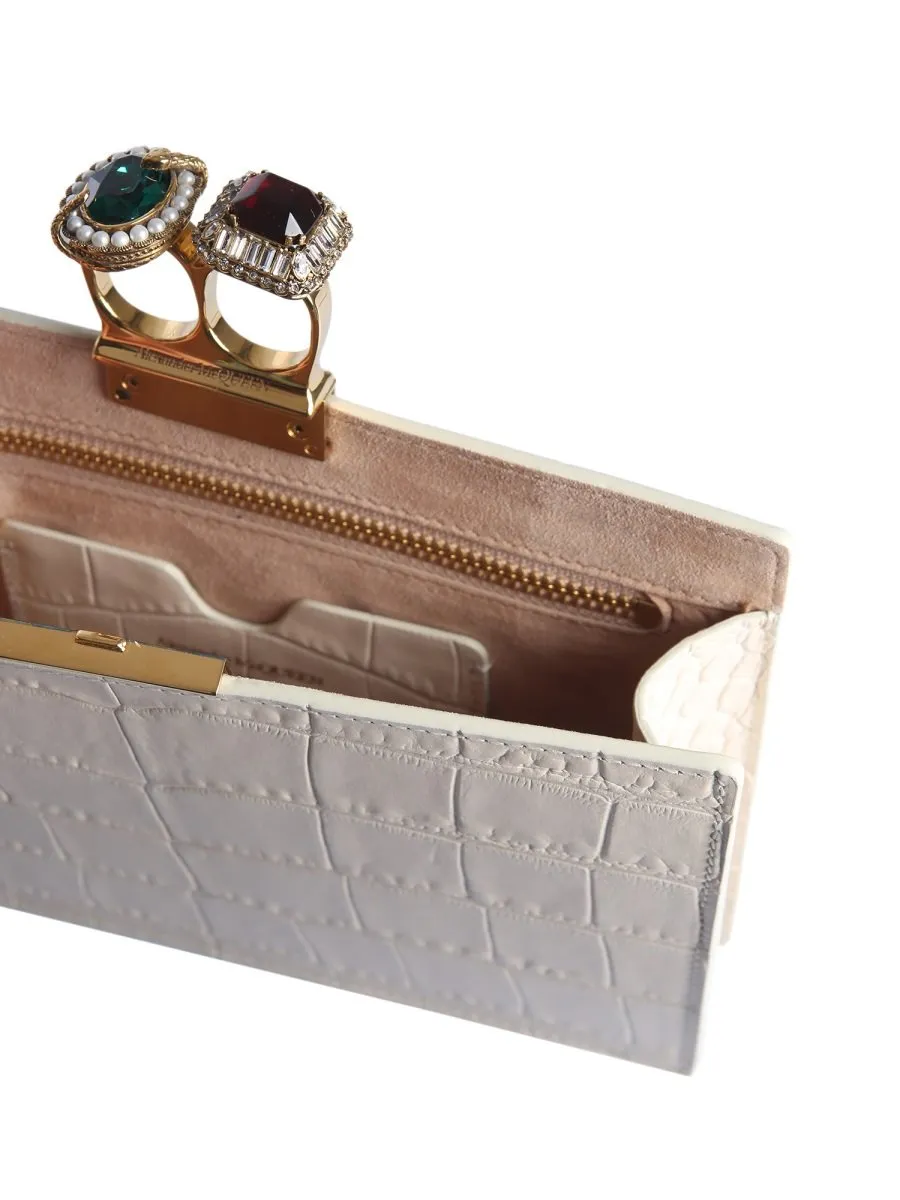 Alexander McQueen Croc-Effect Clasp Clutch Bag