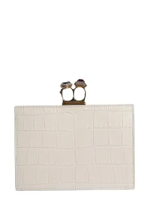 Alexander McQueen Croc-Effect Clasp Clutch Bag