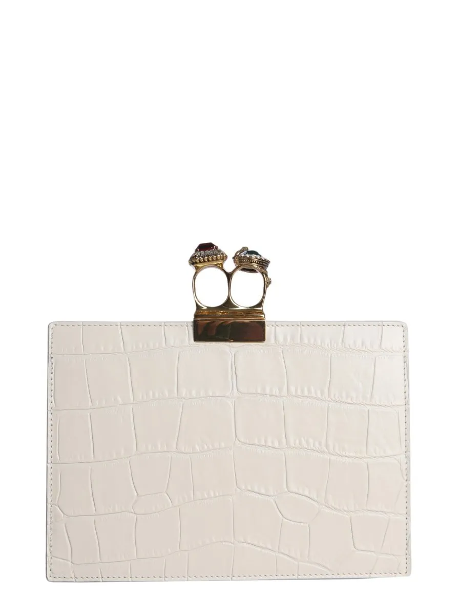 Alexander McQueen Croc-Effect Clasp Clutch Bag