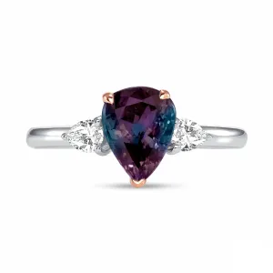 Alexandrite and Diamond, Platinum and 18k Rose Gold Ring