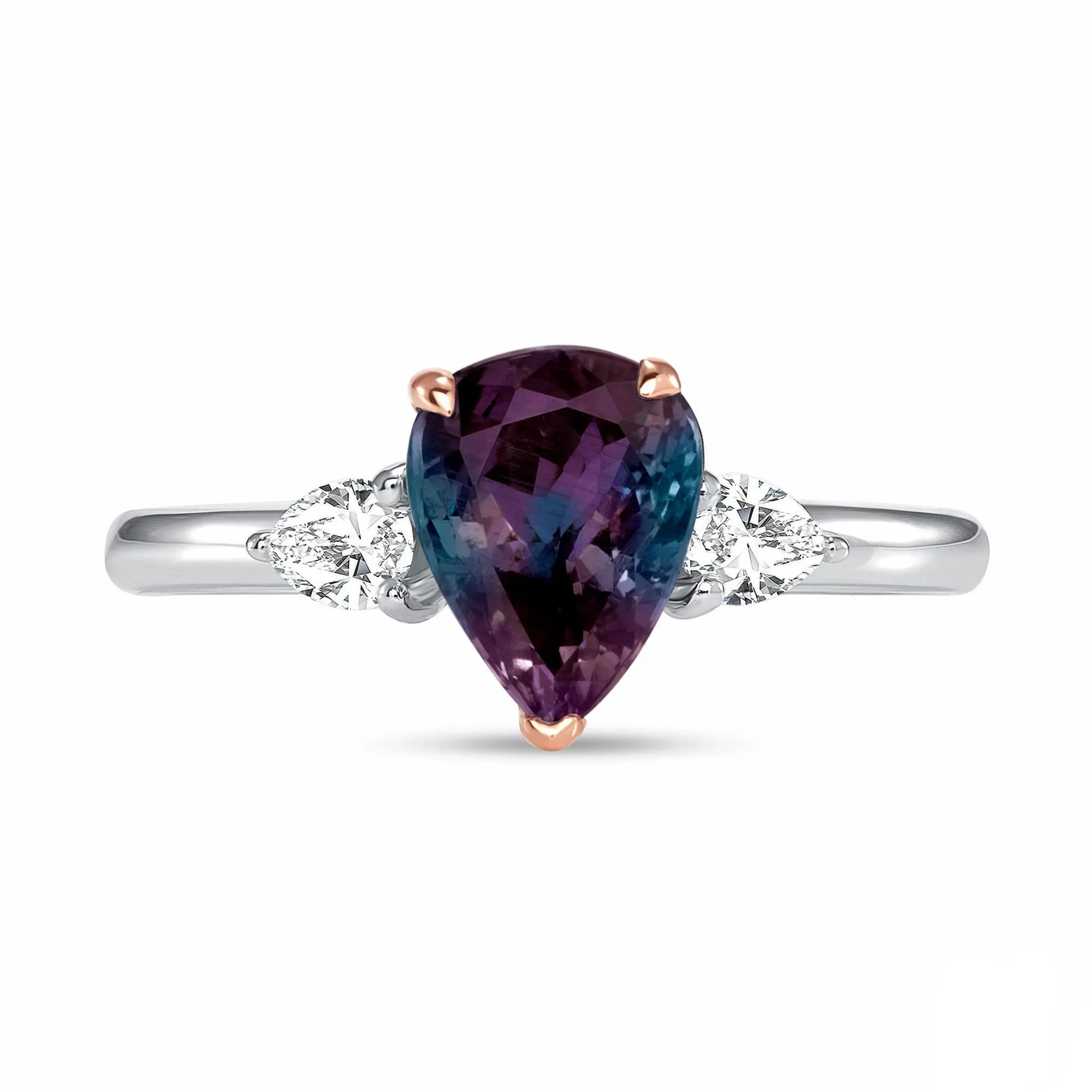 Alexandrite and Diamond, Platinum and 18k Rose Gold Ring