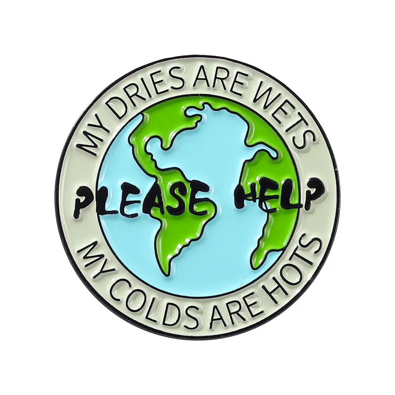 Amazon Love Earth Brooch Green round Environmental Protection Golden M Badge Wear Medal Collar Pin Brooch