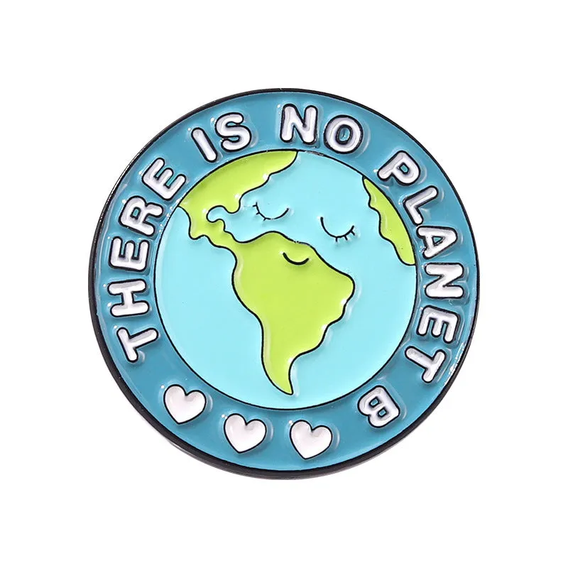 Amazon Love Earth Brooch Green round Environmental Protection Golden M Badge Wear Medal Collar Pin Brooch