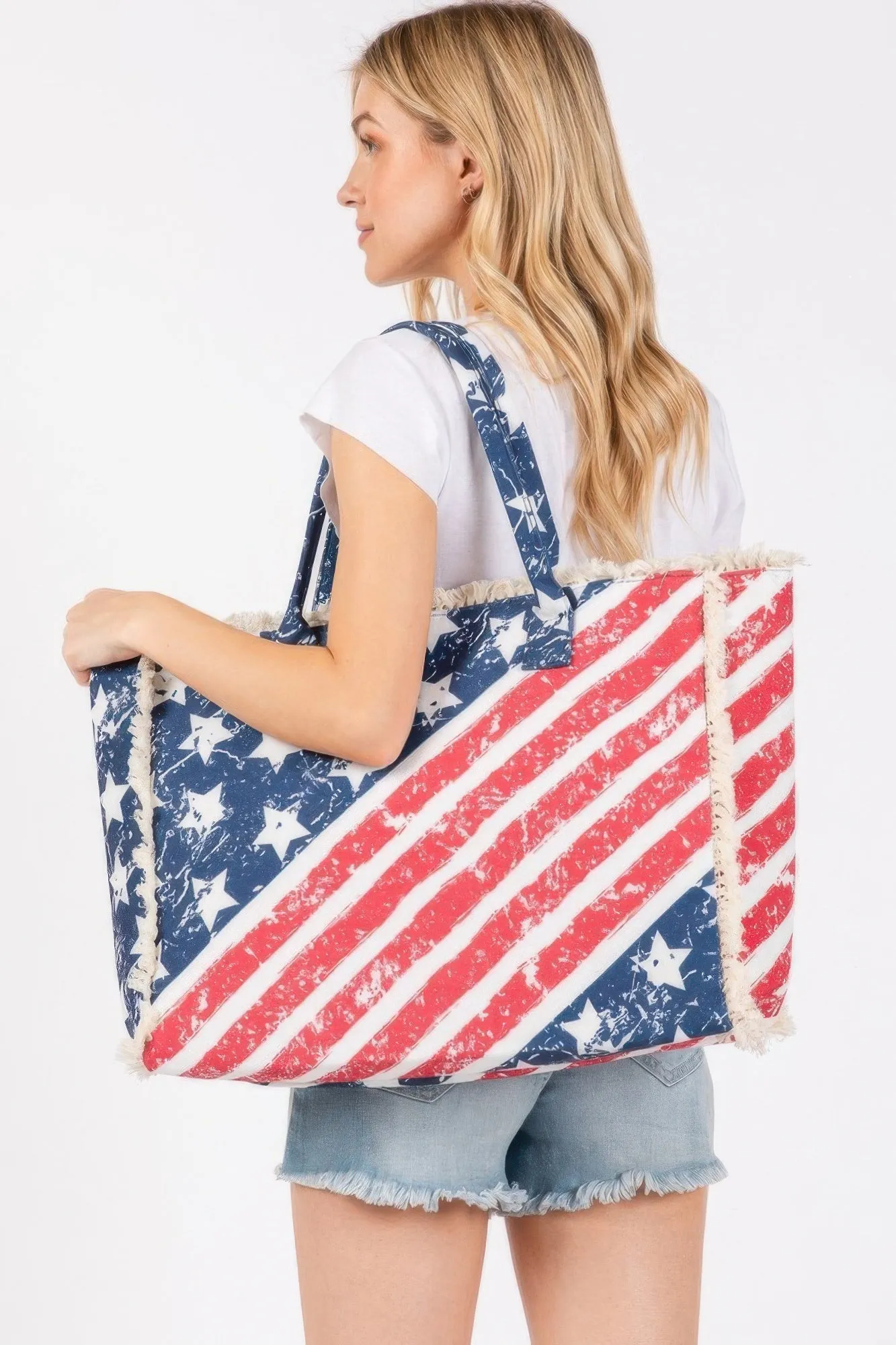 American Flag Pattern Fringe Bag