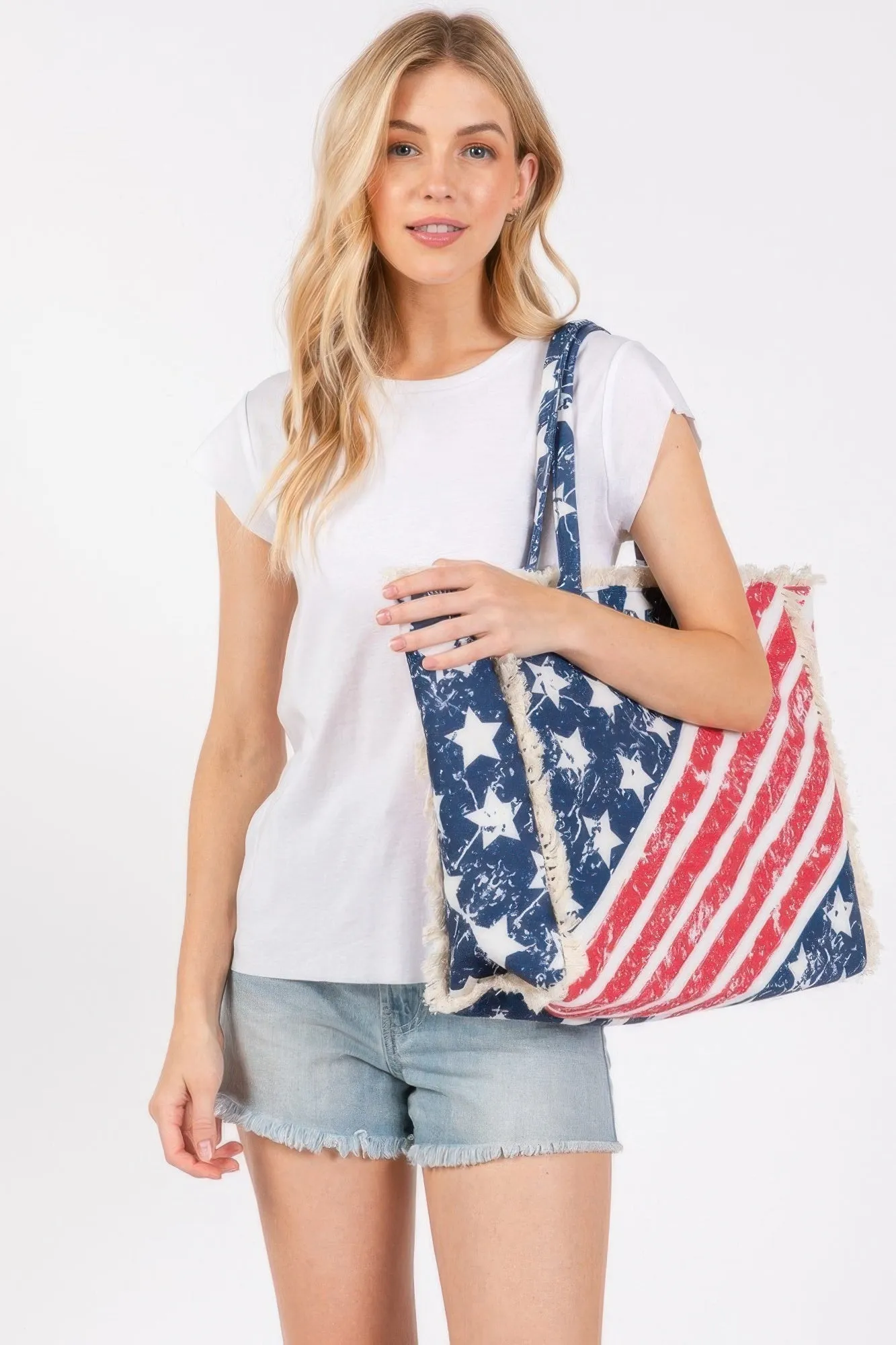 American Flag Pattern Fringe Bag