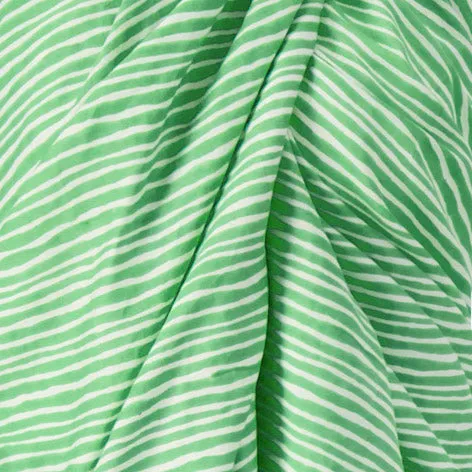 Anni Sarong with Tassels in Green and White Wavy Stripe