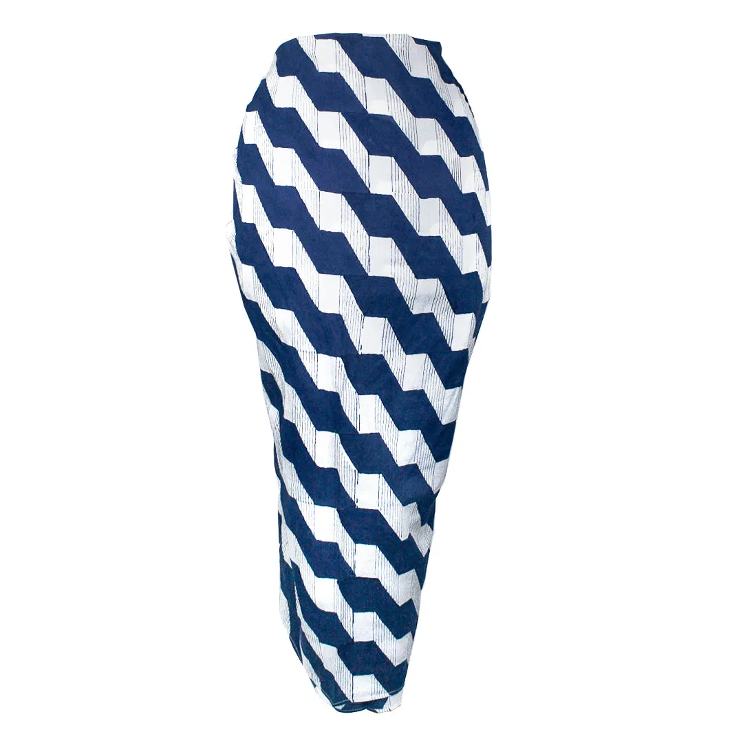 Anni Sarong with Tassels in Navy Zigzag