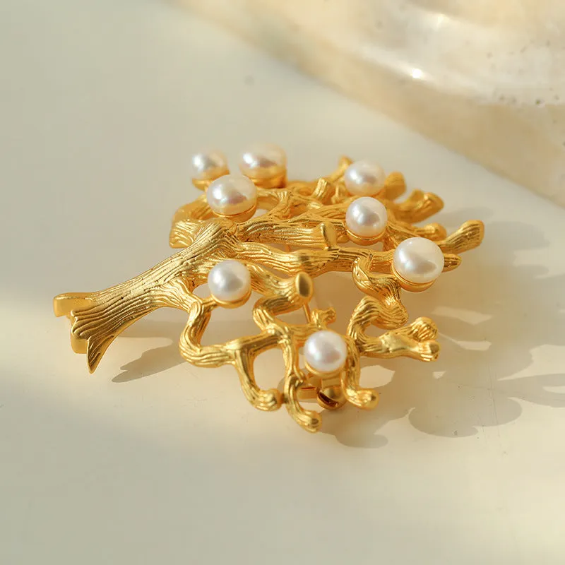 Antique Money Tree Pearl Brooch