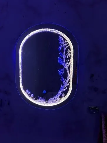 ARANAUT Arvind Sanitary Diamond Capsule Shaped Led Mirror with Touch Sensor. Golden Light Mirror.