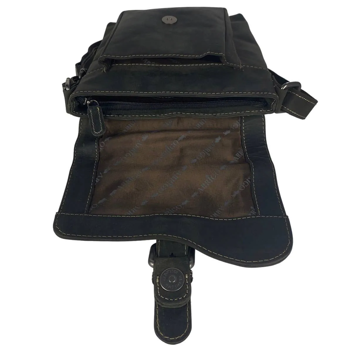 Arrigo Shoulder Bag with Flap - Buffalo Leather - Sort