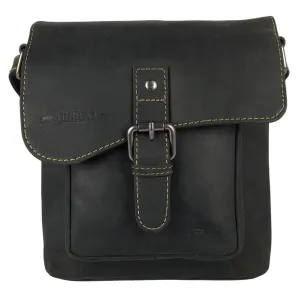 Arrigo Shoulder Bag with Flap - Buffalo Leather - Sort