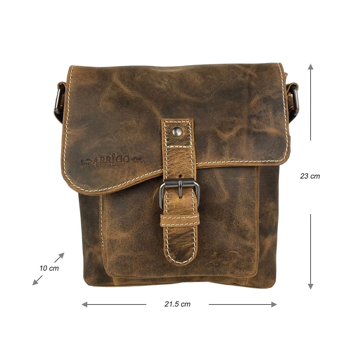 Arrigo Shoulder Bag with Flap - Buffalo Leather - Sort