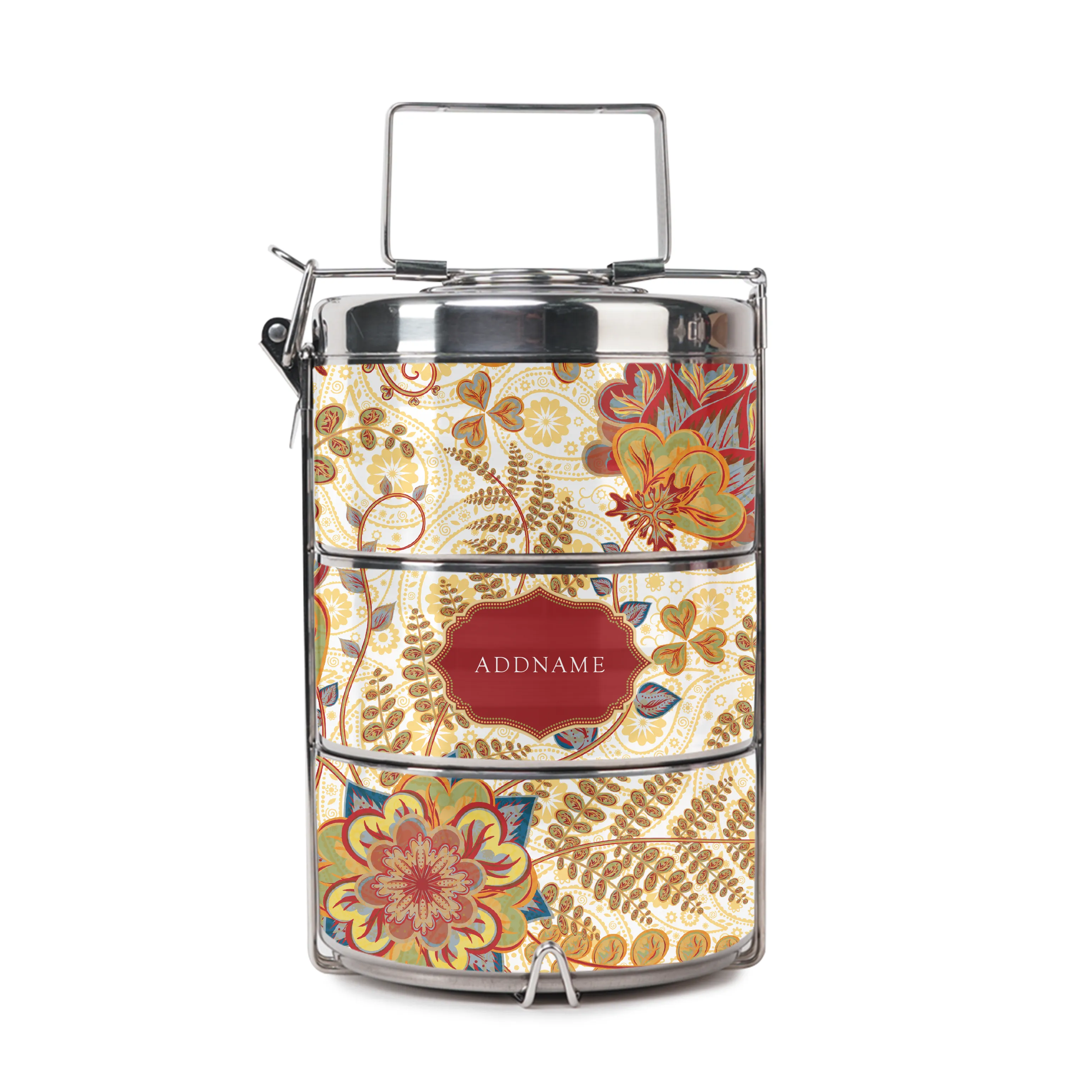 Batik Mawar - Lunch Tote Bag with Three-Tier Tiffin Carrier