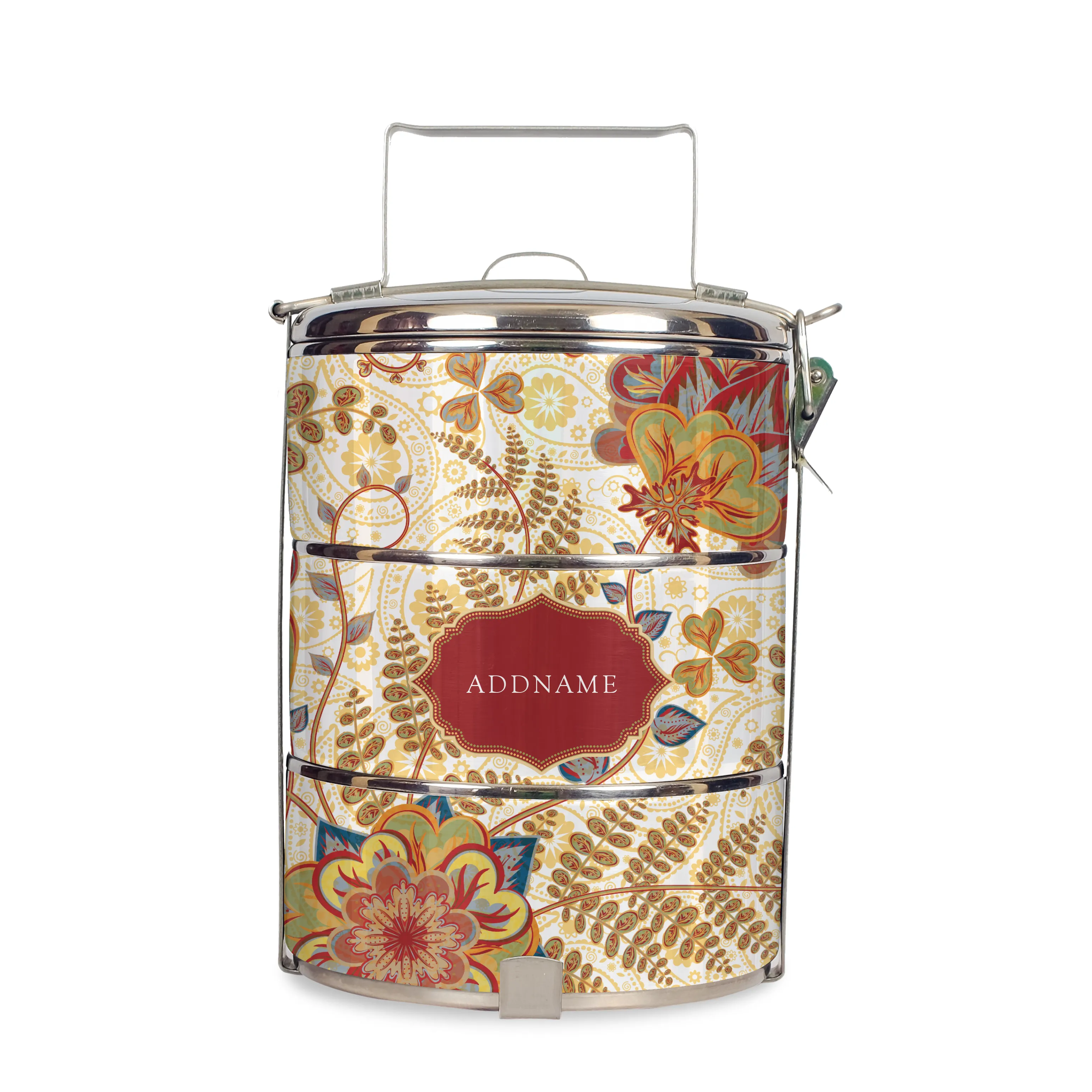 Batik Mawar - Lunch Tote Bag with Three-Tier Tiffin Carrier