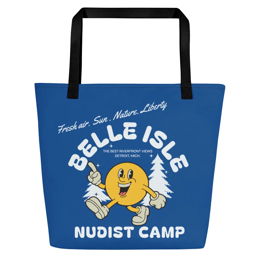 Belle Isle Nudist Camp All-Over Print Large Tote Bag - 16" X 20" - Royal BLue