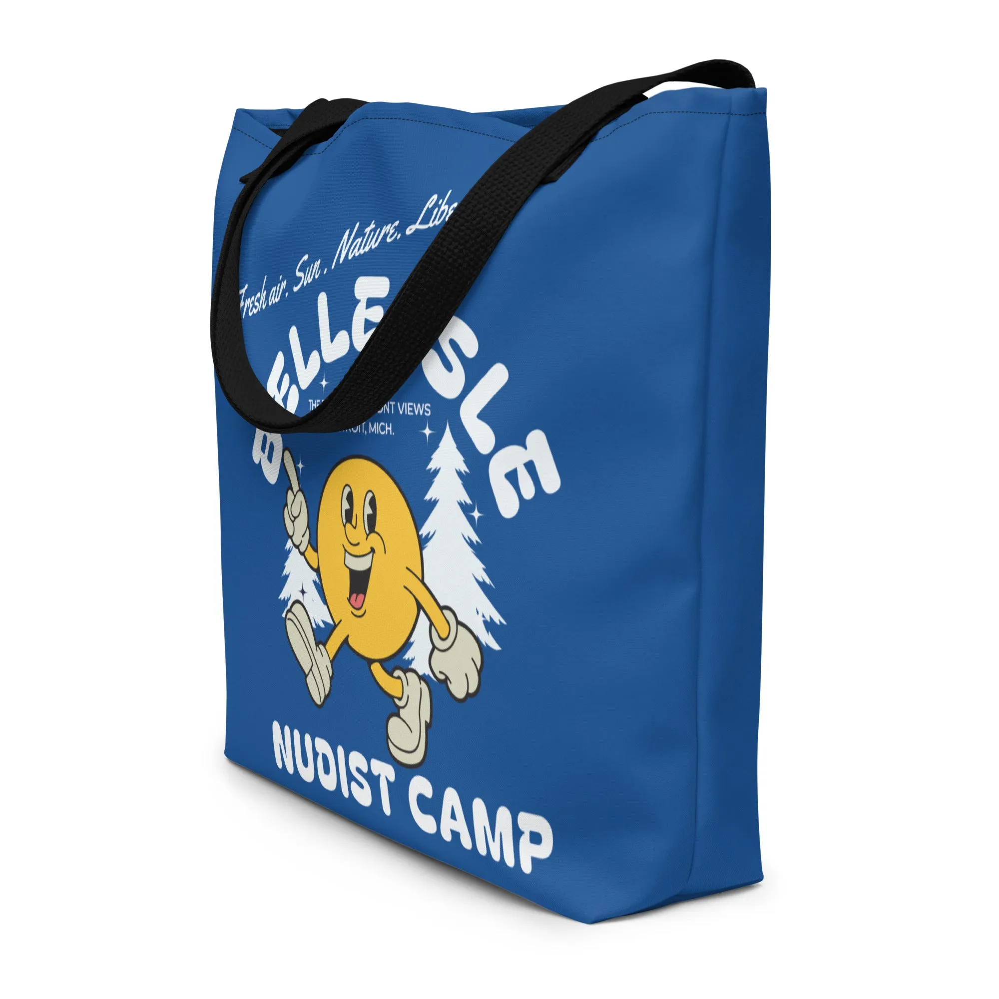 Belle Isle Nudist Camp All-Over Print Large Tote Bag - 16" X 20" - Royal BLue