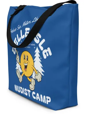 Belle Isle Nudist Camp All-Over Print Large Tote Bag - 16" X 20" - Royal BLue