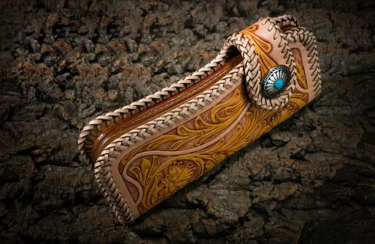 Best Floral Tooled Leather Wallet Mens Handmade Biker Wallet Biker Chain Wallet Wallet with Chain