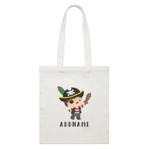 Birthday Pirate Captain Boy Playing Wodden Sword Addname White Canvas Bag