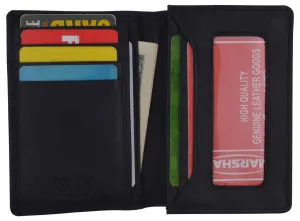 Black Bifold Leather Wallet Men's Front Pocket Credit Card ID Holder Small
