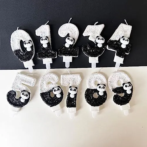 Black Number 9 Candle,Panda Birthday Cake Candles for Kid Adult Number Birthday Candles Party Supplies